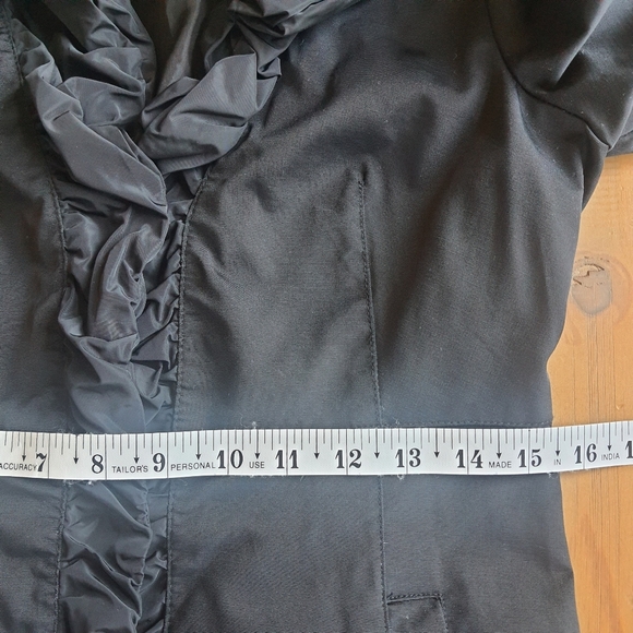 Blanc Noir Black Ruffled Trench Coat Womens M - Picture 11 of 16